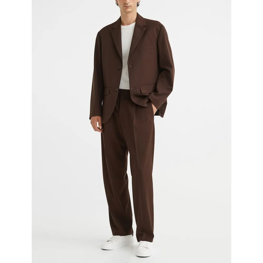 Brown Loose Single Breasted Peaked Lapel Men Suits Wedding Formal Office Fashion Man Sets Two Pieces (Jacket+Pants) Customized
Brown Loose Single Breasted Peaked Lapel Men Suits Wedding Formal Office Fashion Man Sets Two Pieces (Jacket+Pants) Customized