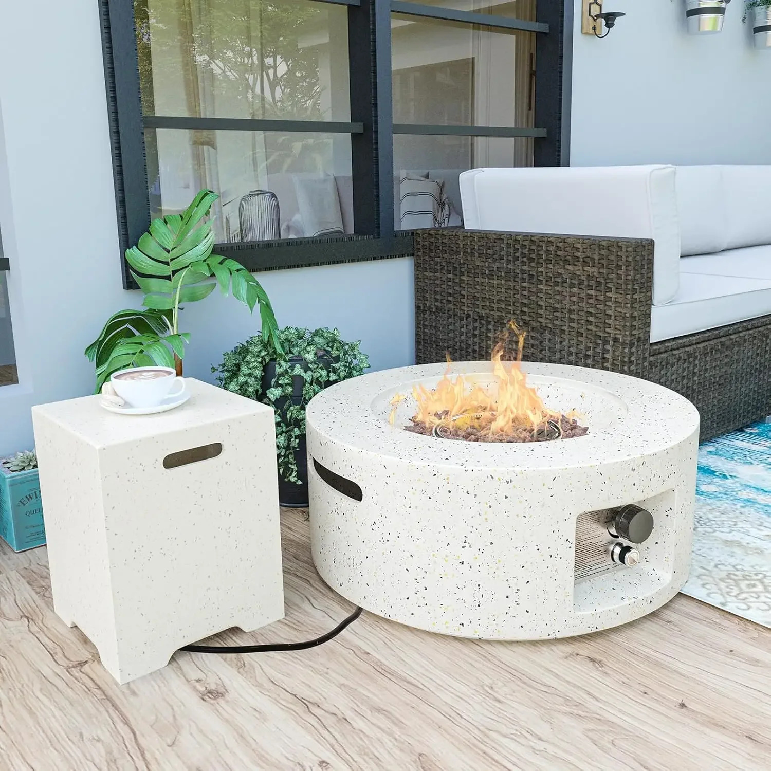 HOMPUS Outdoor Propane Fire Pit 40,000 BTU 28-inch Round Concrete Natural Gas Fire Table Outside Smokeless Firepit Furniture wit
HOMPUS Outdoor Propane Fire Pit 40,000 BTU 28-inch Round Concrete Natural Gas Fire Table Outside Smokeless Firepit Furniture wit
