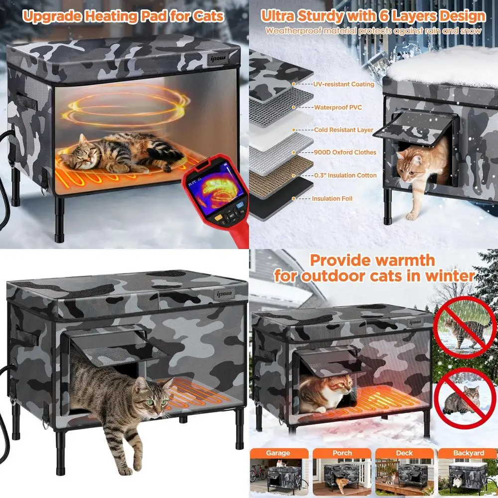 Прочный 6-слойный уличный домик для кошек, водонепроницаемый и утепленный, с подогреваемой плюшевой подушкой для бездомных кошек
Прочный 6-слойный уличный домик для кошек, водонепроницаемый и утепленный, с подогреваемой плюшевой подушкой для бездомных кошек