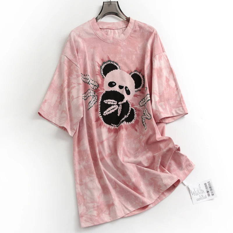 Retro Cartoon Animal Tie Dye Pink 100% Cotton Short-sleeve T-shirt Tops For Women Loose Sweet Versatile Commuting Lazy Style Tee
Retro Cartoon Animal Tie Dye Pink 100% Cotton Short-sleeve T-shirt Tops For Women Loose Sweet Versatile Commuting Lazy Style Tee