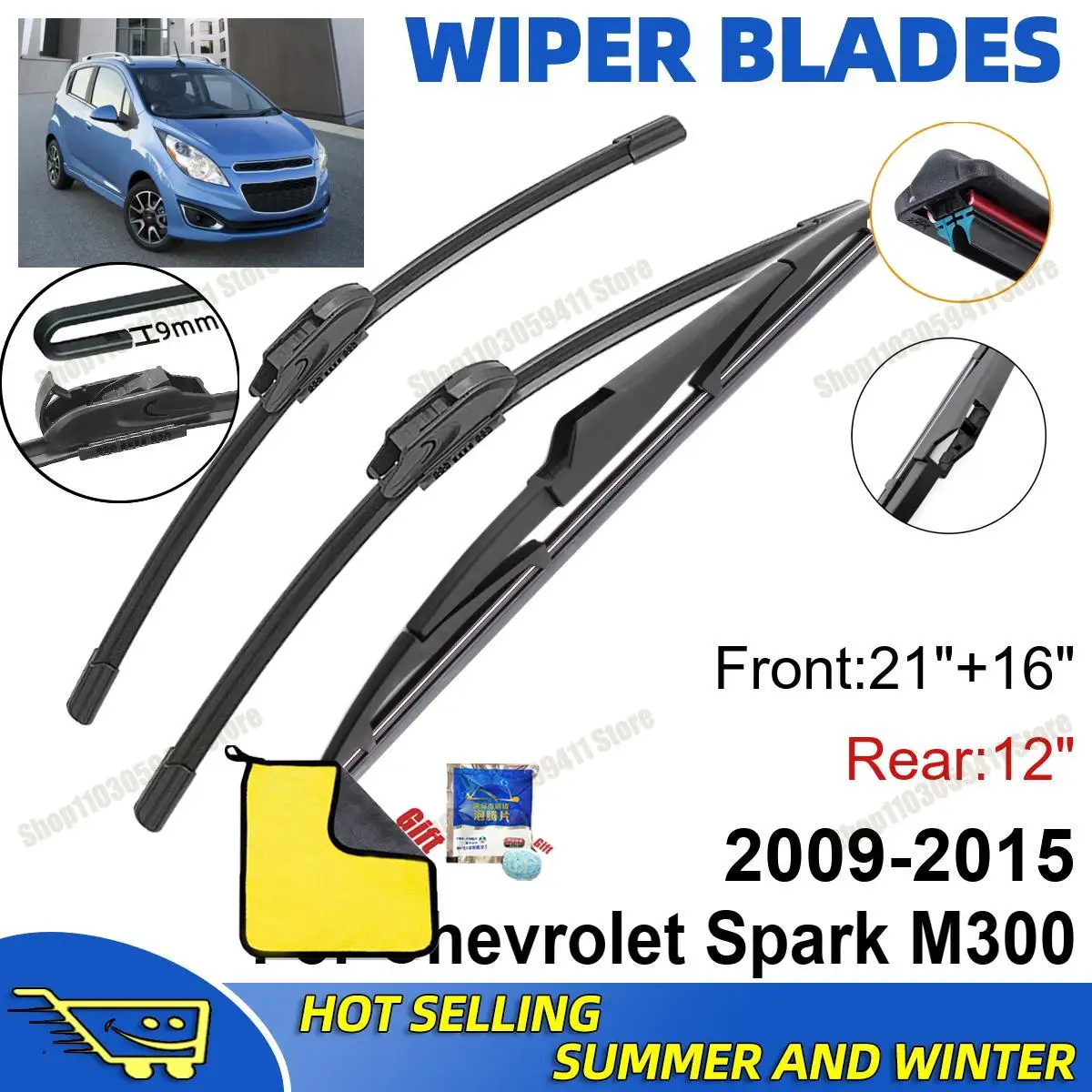 3PCS For Chevrolet Spark M300 2009-2015 21" + 16"+ 12" Front Rear Wiper Blades Set Windshield Windscreen Car Accessories
3PCS For Chevrolet Spark M300 2009-2015 21" + 16"+ 12" Front Rear Wiper Blades Set Windshield Windscreen Car Accessories