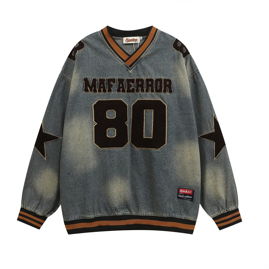 Винтажные джинсовые толстовки, мужская уличная одежда в стиле хип-хоп, толстовка большого размера с вышивкой звезд, новинка весны 2024, стираные пуловеры в стиле Харадзюку, топы
Винтажные джинсовые толстовки, мужская уличная одежда в стиле хип-хоп, толстовка большого размера с вышивкой звезд, новинка весны 2024, стираные пуловеры в стиле Харадзюку, топы