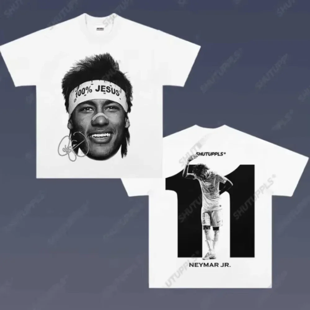 Summer Cristiano Ronaldo Neymar Football Superstar Print Cotton Short-sleeved T-shirt Men Women Clothing Athleisure Oversize Tee
Summer Cristiano Ronaldo Neymar Football Superstar Print Cotton Short-sleeved T-shirt Men Women Clothing Athleisure Oversize Tee