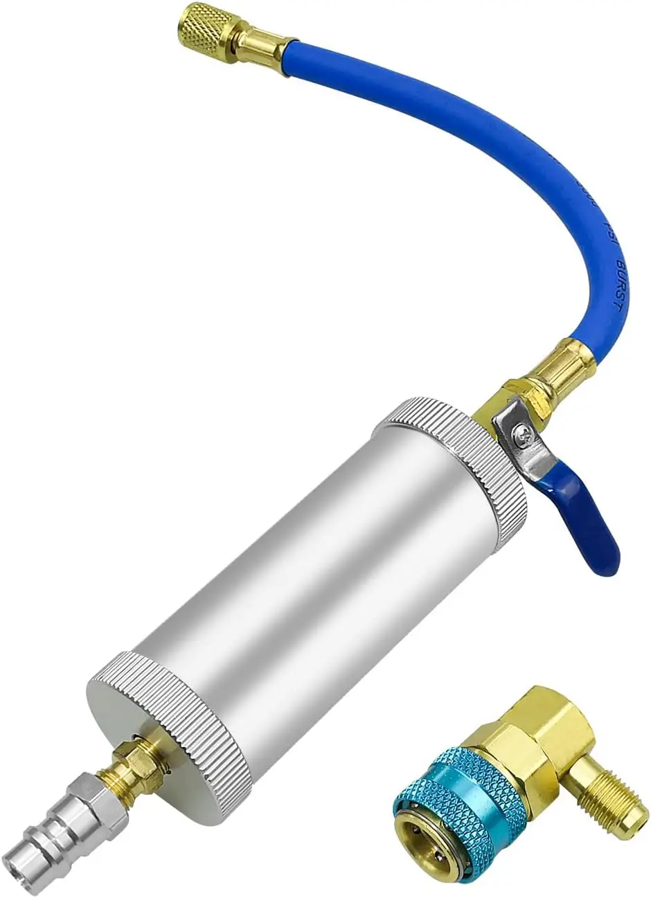 AC Oil Dye Injector Kit for R134a/R12/R22 with 1/4' SAE Quick Coupler, 2 oz HVAC Tool
AC Oil Dye Injector Kit for R134a/R12/R22 with 1/4' SAE Quick Coupler, 2 oz HVAC Tool