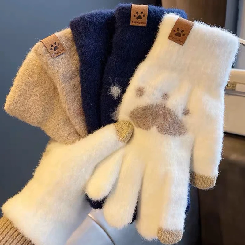 Fashion Cat Paw Printing Gloves Mobile Phone Touchscreen Knitted Gloves Mittens Winter Thick Warm Adult Soft Fluffy Gloves Women
Fashion Cat Paw Printing Gloves Mobile Phone Touchscreen Knitted Gloves Mittens Winter Thick Warm Adult Soft Fluffy Gloves Women