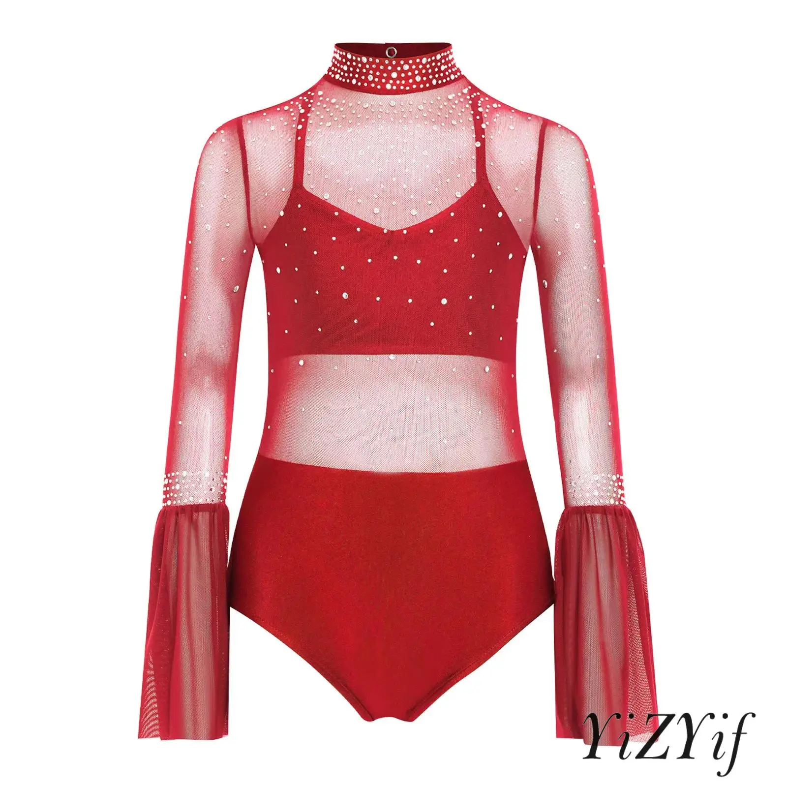 Kids Girls Figure Skating Dance Leotard Sheer Mesh Mock Neck Flare Sleeve Backless Sparkly Rhinestone for Dance Performance
Kids Girls Figure Skating Dance Leotard Sheer Mesh Mock Neck Flare Sleeve Backless Sparkly Rhinestone for Dance Performance
