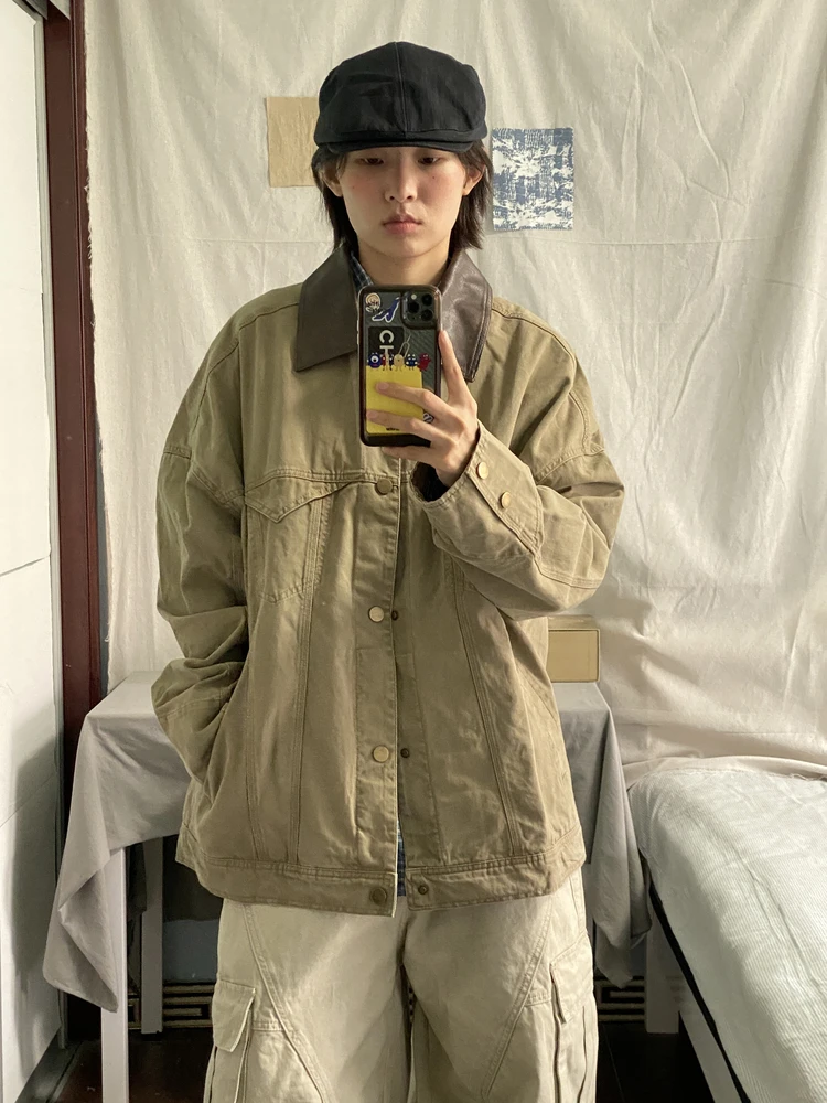 Свободная рабочая одежда, мужская осенняя новинка, пальто Detroit с откидным воротником, кожаная нашивка, хлопок, длинный све, нейтральный цвет
Свободная рабочая одежда, мужская осенняя новинка, пальто Detroit с откидным воротником, кожаная нашивка, хлопок, длинный све, нейтральный цвет