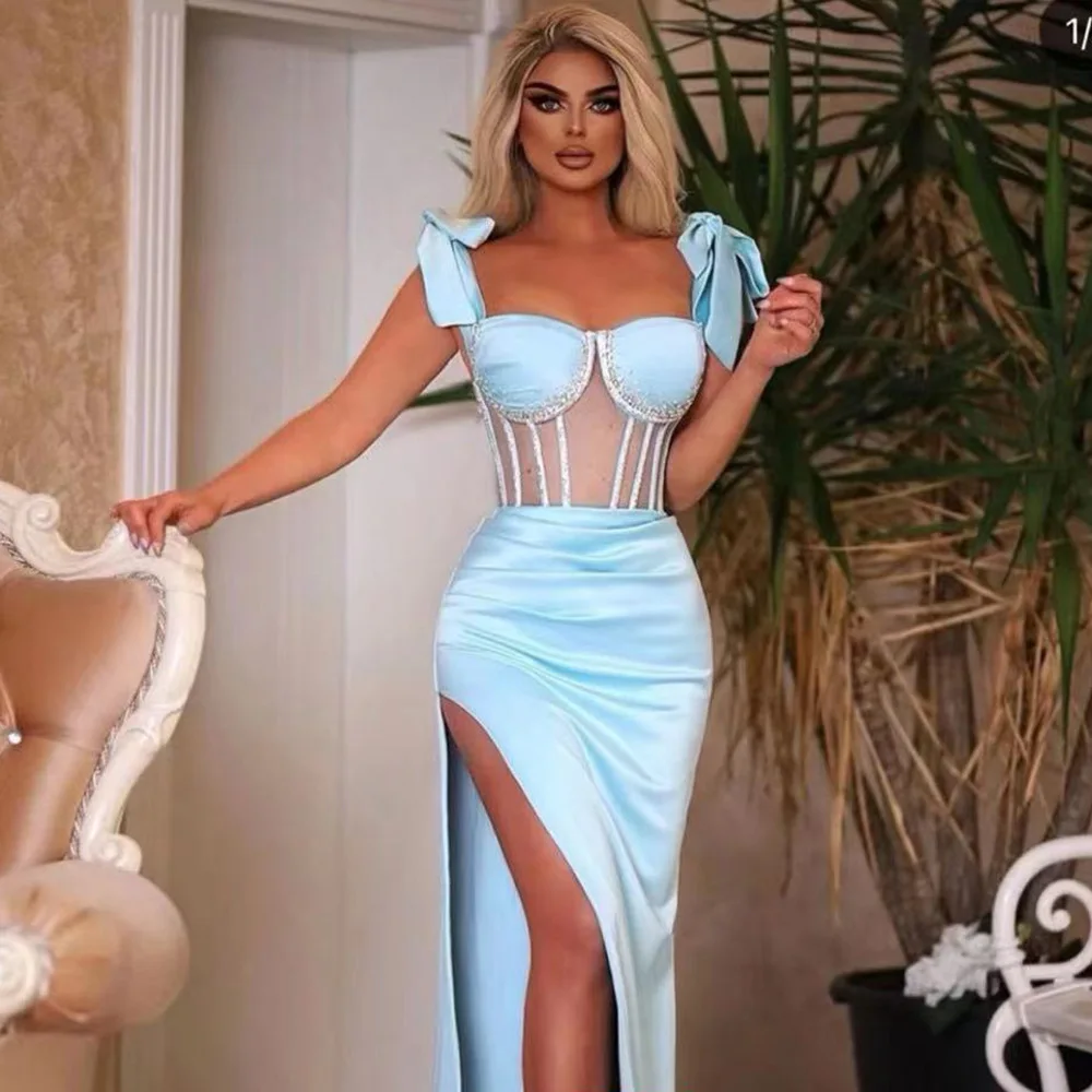 Square Neck Light Blue See Through Midi Prom Dress With Slit Sequins Beaded Tie-bow Evening Dress With Zipper Ever Pretty
Square Neck Light Blue See Through Midi Prom Dress With Slit Sequins Beaded Tie-bow Evening Dress With Zipper Ever Pretty