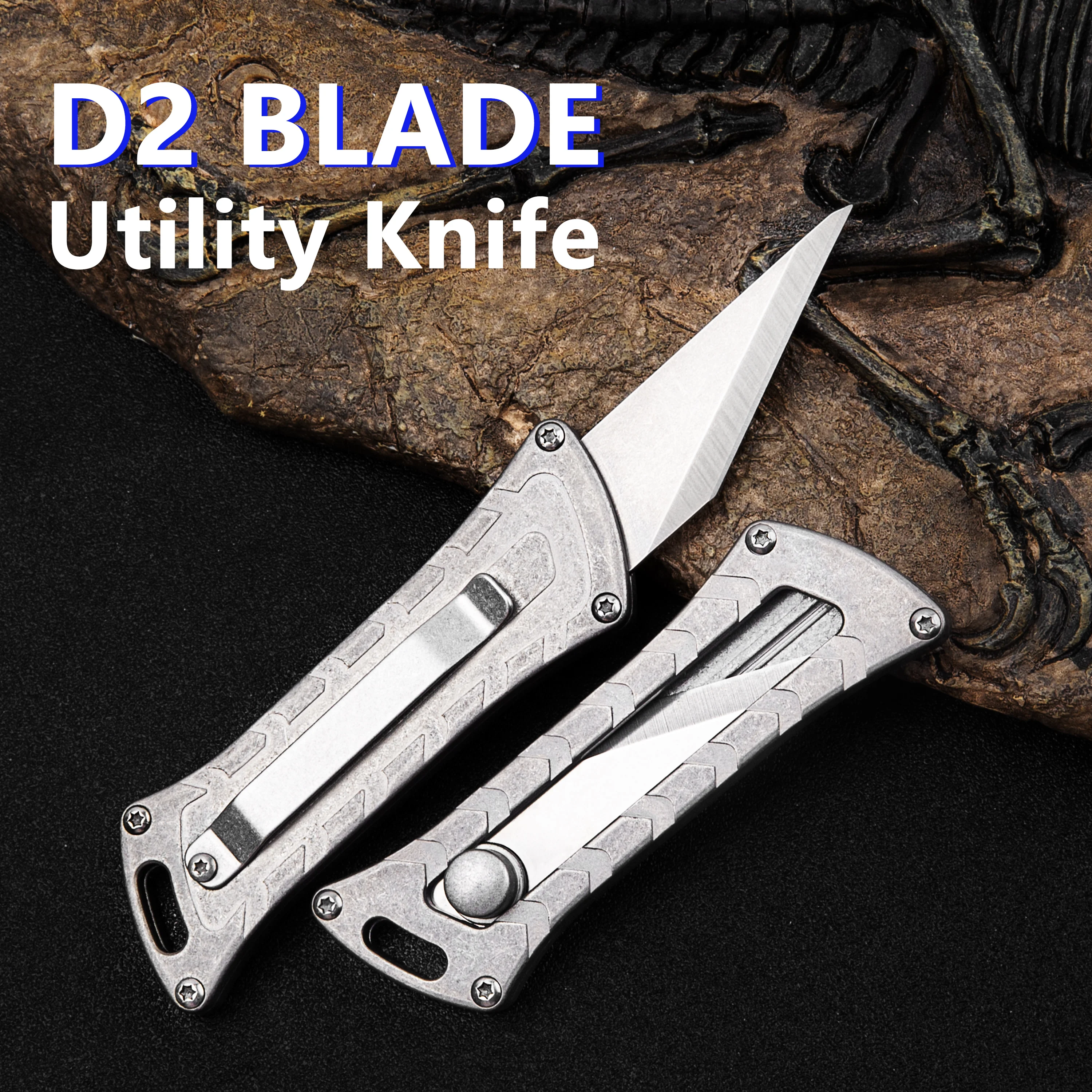 Titanium Alloy Utility Knife Push-Pull Retractable D2 Blade Cutting Tool Outdoor Portable Multifunction EDC With Pen Clip
Titanium Alloy Utility Knife Push-Pull Retractable D2 Blade Cutting Tool Outdoor Portable Multifunction EDC With Pen Clip