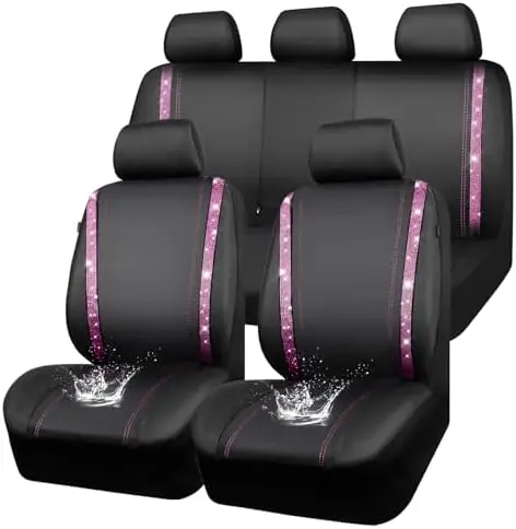 Bling Diamond Car Seat Covers - Waterproof Faux Leather, Rhinestone Trim, Universal Fit for Women, Black Pink
Bling Diamond Car Seat Covers - Waterproof Faux Leather, Rhinestone Trim, Universal Fit for Women, Black Pink