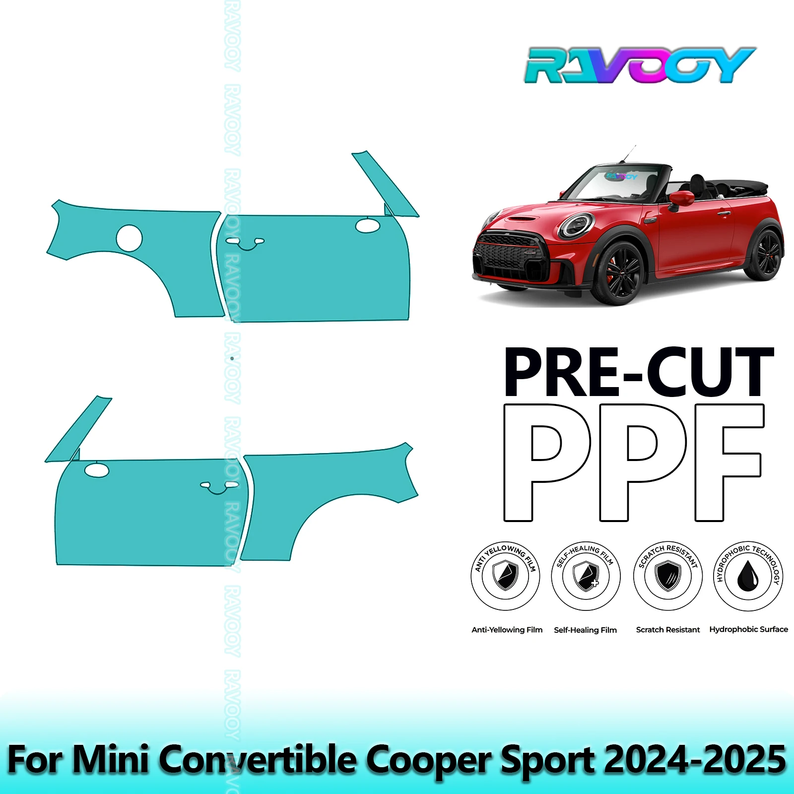 For Mini Convertible Cooper Sport 2024-2025 8.5mil Clear Matte Pre-Cut PPF Door & A/B Pillar Kit TPU Paint Protection Film Set
For Mini Convertible Cooper Sport 2024-2025 8.5mil Clear Matte Pre-Cut PPF Door & A/B Pillar Kit TPU Paint Protection Film Set