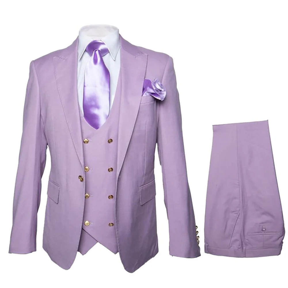New Trend Men Classic Purple 3 Pieces Suits Jacket Pants Vest Single Breasted Peak Lapel Business Formal Male Suits
New Trend Men Classic Purple 3 Pieces Suits Jacket Pants Vest Single Breasted Peak Lapel Business Formal Male Suits