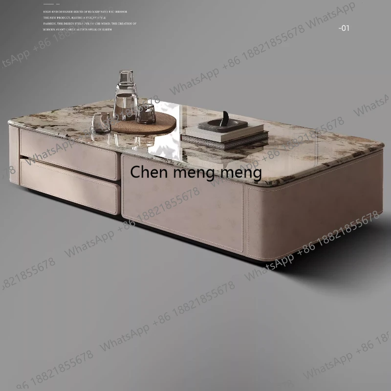 Italian Natural Luxury Stone Marble Coffee Table with Saddle Leather Rectangular
Italian Natural Luxury Stone Marble Coffee Table with Saddle Leather Rectangular