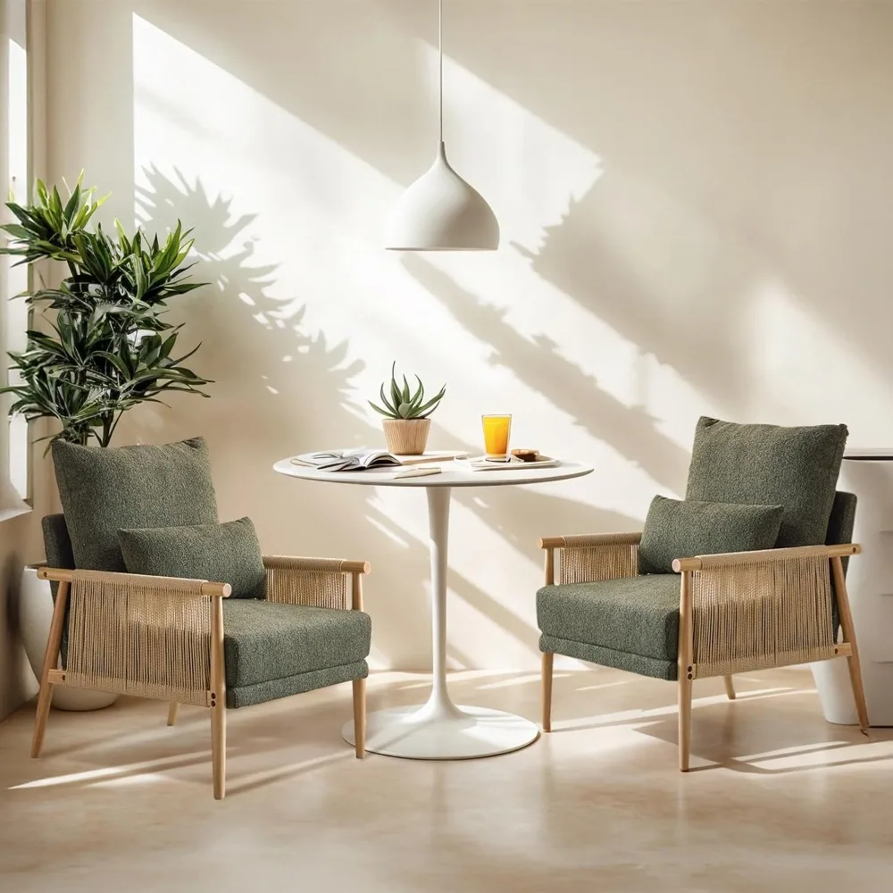 Braid Accent Chairs Set of 2,Mid-Century Modern Armchiars with Solid Wooden Armrest,Comfy Louge Chairs with Waist Pillow
Braid Accent Chairs Set of 2,Mid-Century Modern Armchiars with Solid Wooden Armrest,Comfy Louge Chairs with Waist Pillow