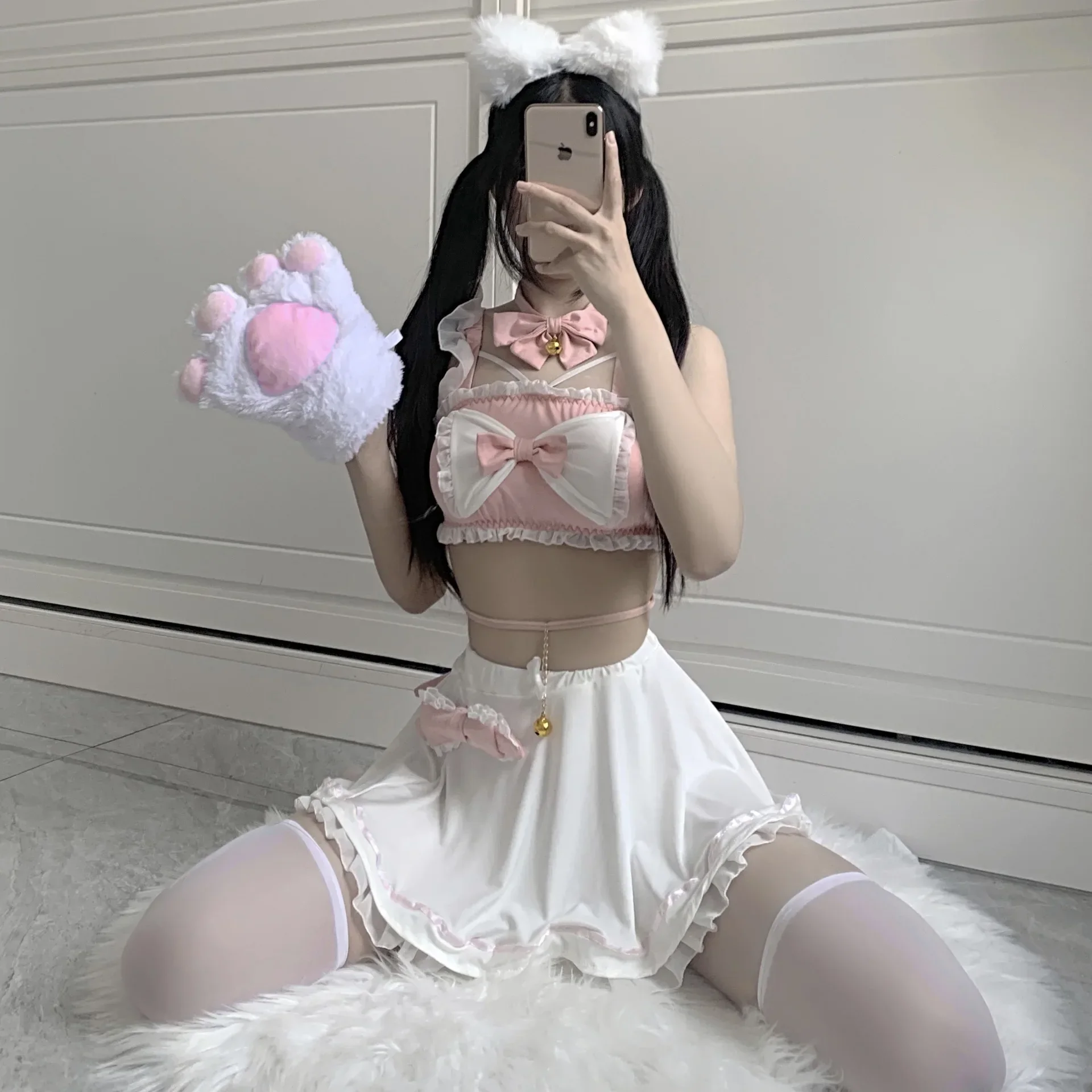 Anime Kawaii Lolita Sexy Lingerie Women Cute Maid Mature Attire Aprontie Up Uniform Bow Tie Sweet Hollow Out Skirt Uniform Set
Anime Kawaii Lolita Sexy Lingerie Women Cute Maid Mature Attire Aprontie Up Uniform Bow Tie Sweet Hollow Out Skirt Uniform Set