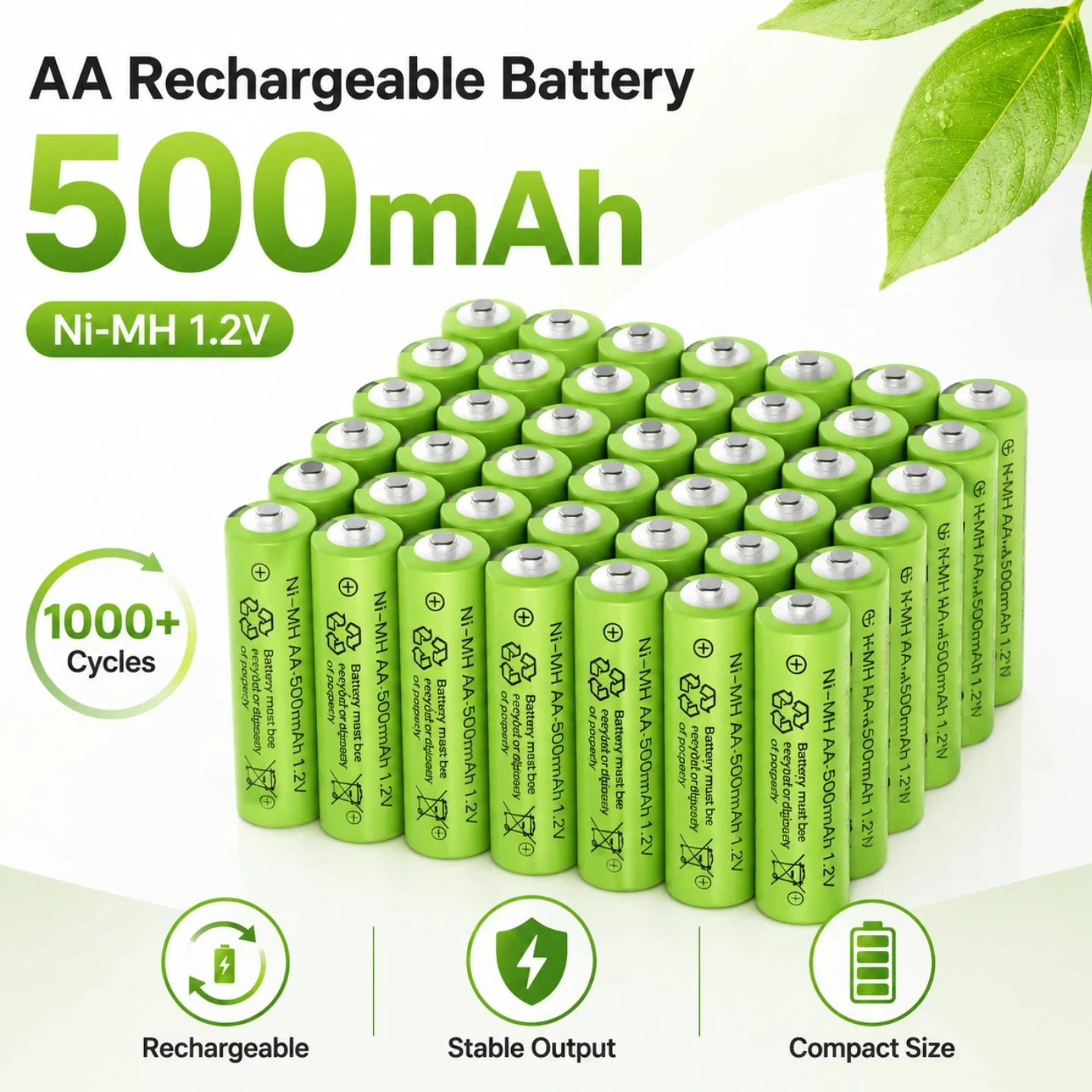 nickel-metal hydride battery AA 500mAh1.2V factory direct sales garden light lawn light battery
nickel-metal hydride battery AA 500mAh1.2V factory direct sales garden light lawn light battery