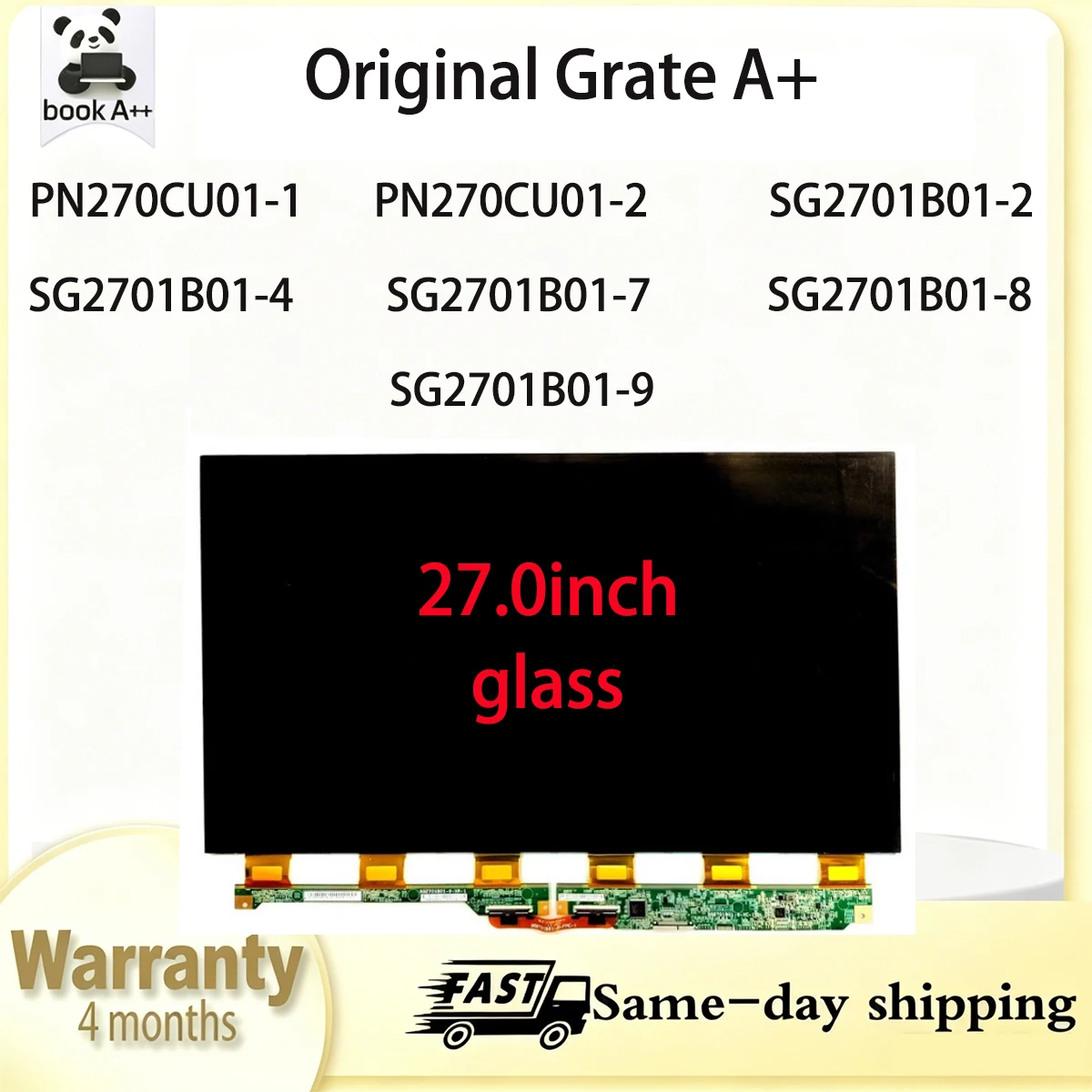 Original New A+27" IPS LCD Screen glass PN270CU01-1 PN270CU01-2 SG2701B01-2 SG2701B01-4 SG2701B01-7 SG2701B01-8 SG2701B01-9
Original New A+27" IPS LCD Screen glass PN270CU01-1 PN270CU01-2 SG2701B01-2 SG2701B01-4 SG2701B01-7 SG2701B01-8 SG2701B01-9