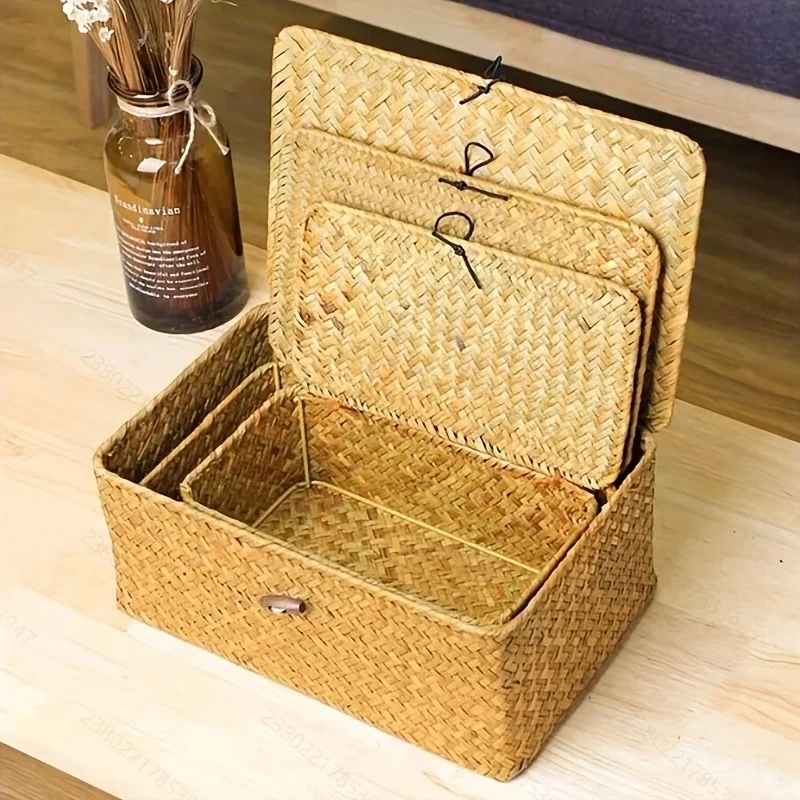 3pcs Handwoven Rattan Storage Basket Set with Lattice Lid & Label-Friendly - Natural Woven Wicker Organizers for Kitchen, Bathro
3pcs Handwoven Rattan Storage Basket Set with Lattice Lid & Label-Friendly - Natural Woven Wicker Organizers for Kitchen, Bathro