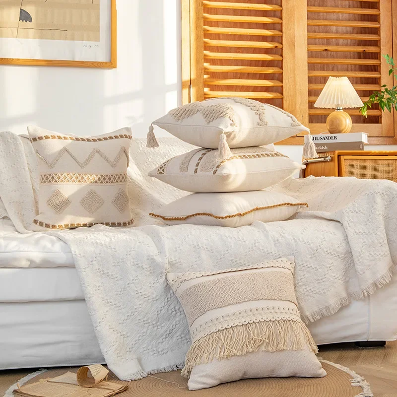 Bohemia Woven Cushion Cover Handmade Tassels Patchwork Pillow Cover Decorative Oat Colored Geometric Tufted Pillowcase Home Sofa
Bohemia Woven Cushion Cover Handmade Tassels Patchwork Pillow Cover Decorative Oat Colored Geometric Tufted Pillowcase Home Sofa