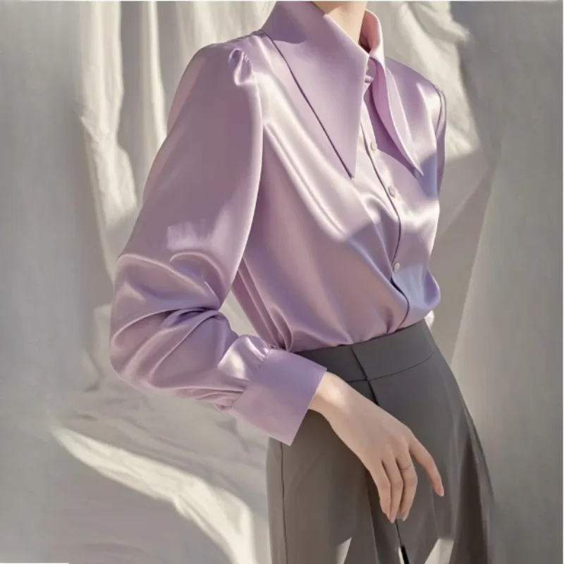 Satin Office Lady Women's Blouses Solid Korean Shirts FASHION Loose Spring/Summer French Clothing Long Sleeve Women Tops
Satin Office Lady Women's Blouses Solid Korean Shirts FASHION Loose Spring/Summer French Clothing Long Sleeve Women Tops