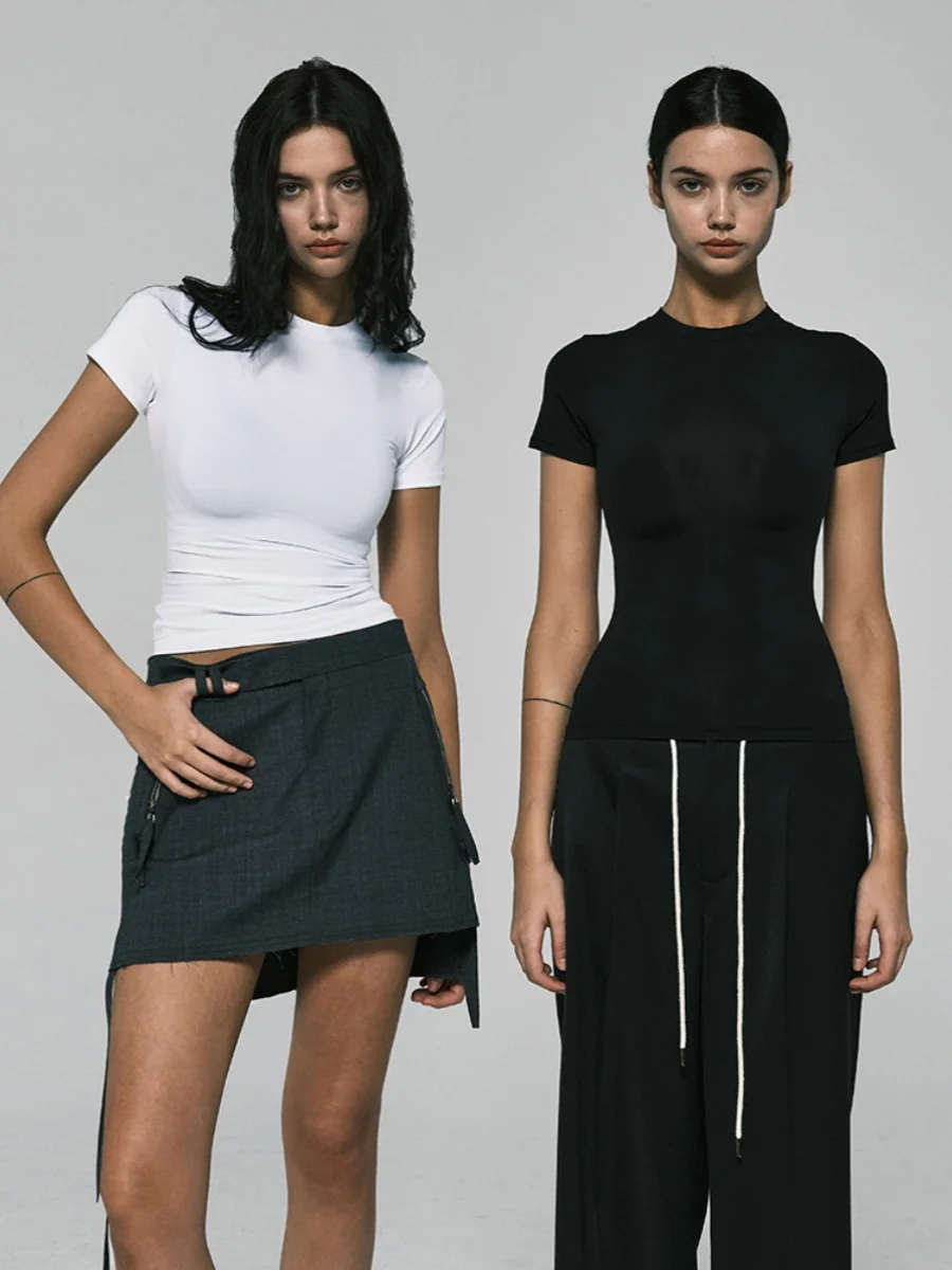 Облегающая круглая футболка Ne ort Sve Modal, женская базовая облегающая футболка Spicy Sle, летняя новая модная повседневная футболка из смеси хлопка
Облегающая круглая футболка Ne ort Sve Modal, женская базовая облегающая футболка Spicy Sle, летняя новая модная повседневная футболка из смеси хлопка