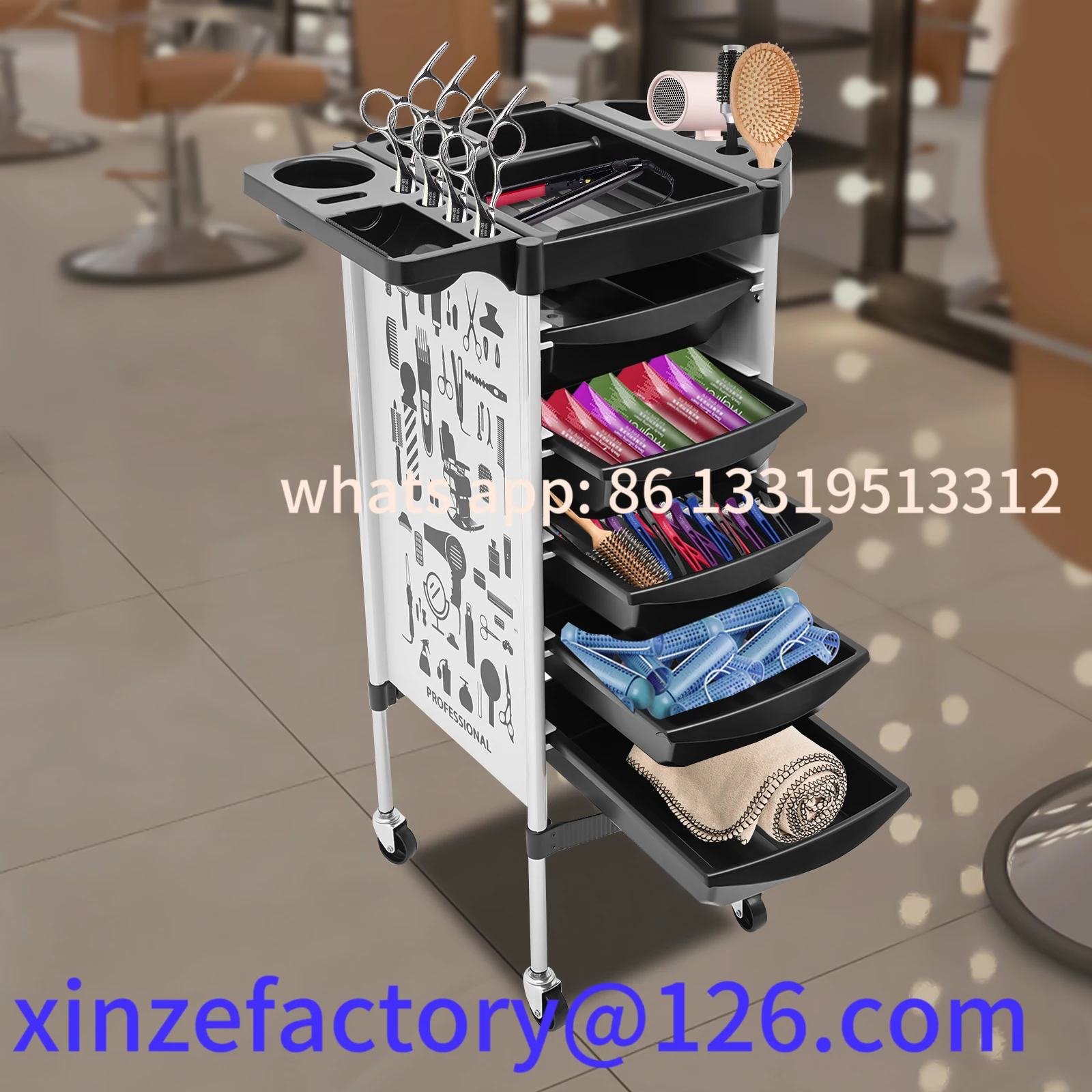 Customizable Hairdressing Beauty Salon Cart with 5 Drawers Large Capacity Trolley Multifunctional Platform Wheels Flexible Movem
Customizable Hairdressing Beauty Salon Cart with 5 Drawers Large Capacity Trolley Multifunctional Platform Wheels Flexible Movem