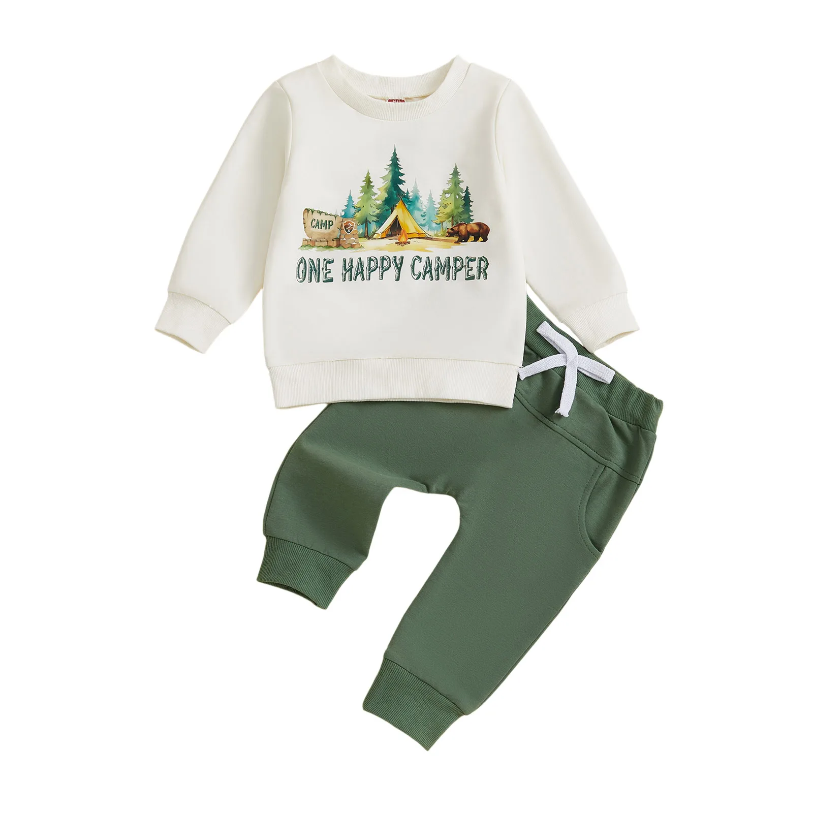 Baby Boy Fall Outfit Camping Themed Print Long Sleeve Sweatshirt with Pants 2 Pcs Set for Birthday & Daily Life
Baby Boy Fall Outfit Camping Themed Print Long Sleeve Sweatshirt with Pants 2 Pcs Set for Birthday & Daily Life