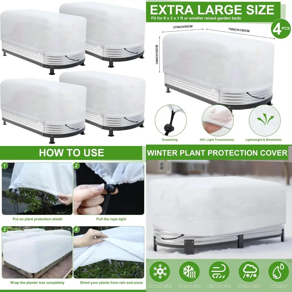 Winter Plant Covers for 6x3ft Oval Beds, Reusable Frost Blanket, 2.1oz/yd², Drawstring Closure
Winter Plant Covers for 6x3ft Oval Beds, Reusable Frost Blanket, 2.1oz/yd², Drawstring Closure