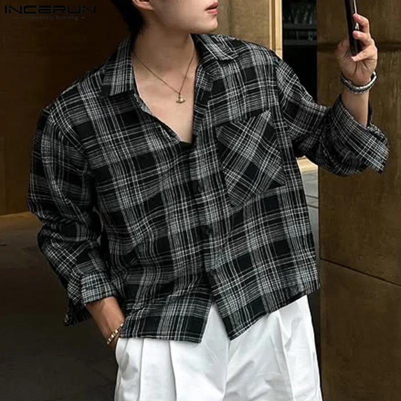 Spring Summer Men Shirts Long Sleeve Fashion Plaid Shirt Lapel INCERUN Casual Tops Men's Clothing Streetwear Oversized Tee Shirt
Spring Summer Men Shirts Long Sleeve Fashion Plaid Shirt Lapel INCERUN Casual Tops Men's Clothing Streetwear Oversized Tee Shirt
