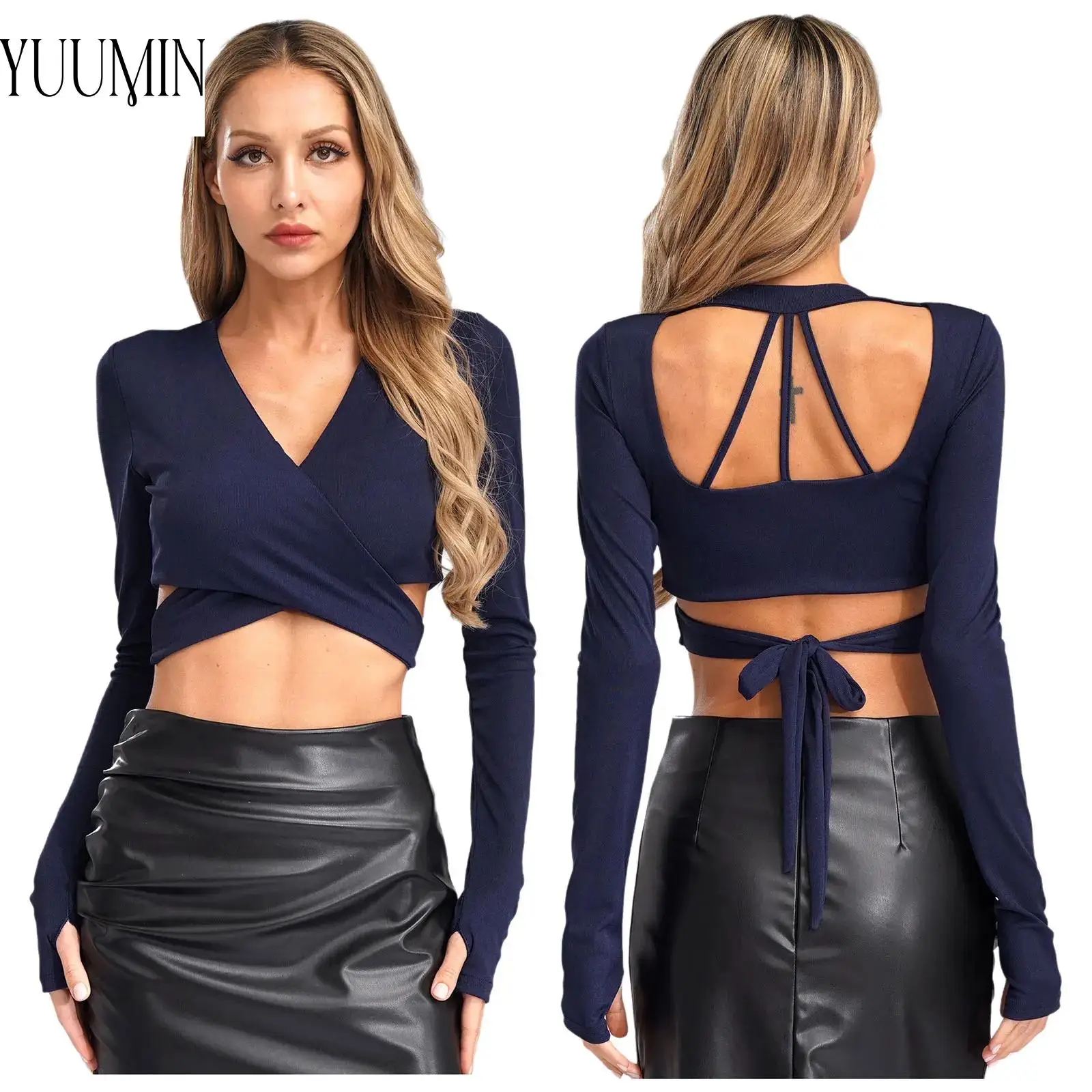 Yoga Tops Costumes for Womens Strappy Cutout Back Crop Top V-Neck Long Sleeve Sports Pilates for Workout Running Sexy Daily Wear
Yoga Tops Costumes for Womens Strappy Cutout Back Crop Top V-Neck Long Sleeve Sports Pilates for Workout Running Sexy Daily Wear