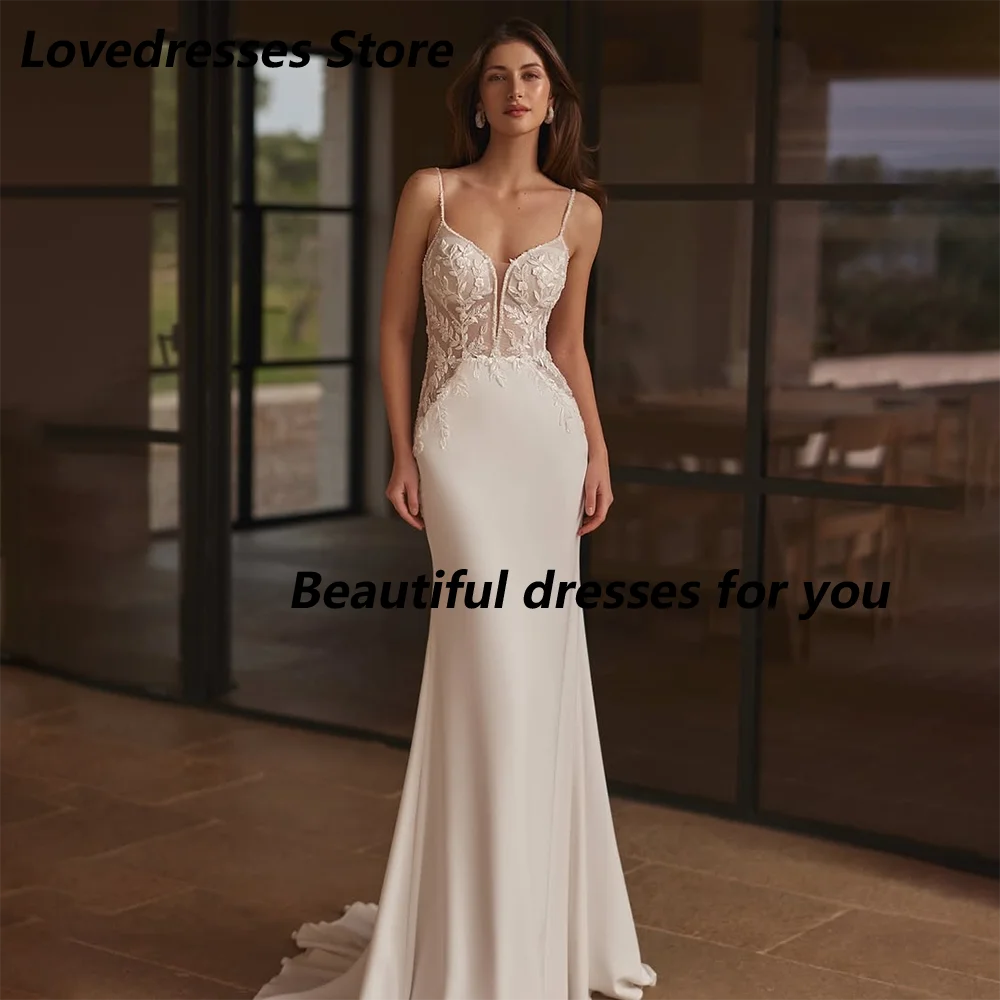 Spaghetti Strap Bride Gown Customized Sweetheart Neck Corset Sleeveless Applique Mermaid Court Train Wedding Dress 2025
Spaghetti Strap Bride Gown Customized Sweetheart Neck Corset Sleeveless Applique Mermaid Court Train Wedding Dress 2025