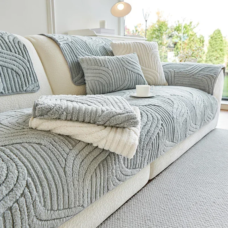 1PC Wave Striped Sofa Cover Solid Color Thicken Plush Sofa Towel Covers Non-slip Couch Slipcovers Sofa Mat for Living Room
1PC Wave Striped Sofa Cover Solid Color Thicken Plush Sofa Towel Covers Non-slip Couch Slipcovers Sofa Mat for Living Room