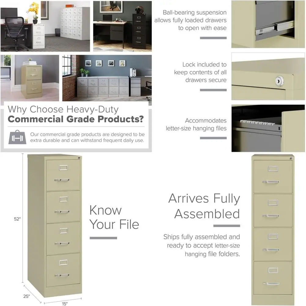 25 Deep Commercial 4-Drawer Letter Size Vertical File Cabinet in Putty
25 Deep Commercial 4-Drawer Letter Size Vertical File Cabinet in Putty