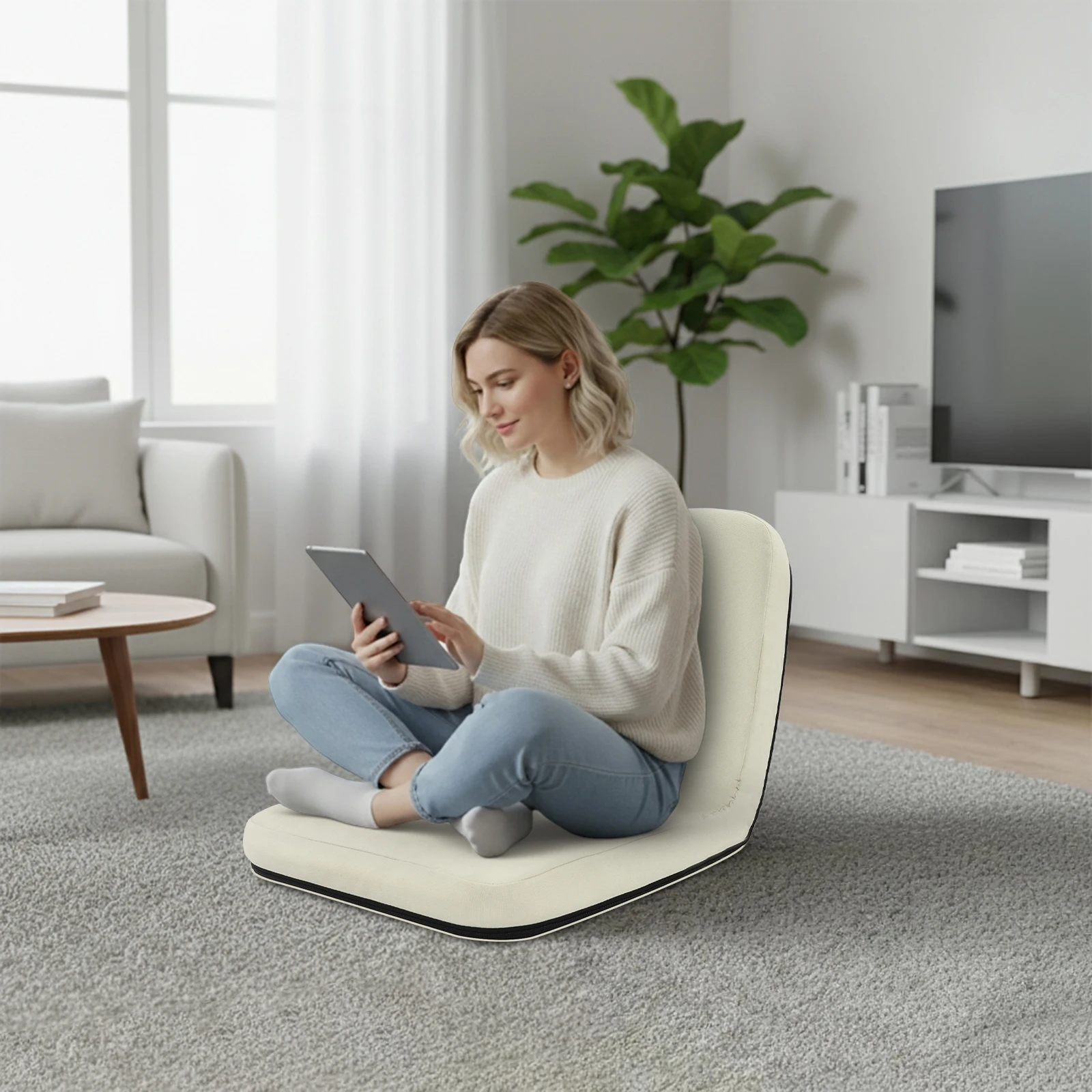 Floor Chair With Back Support, Adjustable Floor Chair, Foldable Meditation Seat, Beige Adjustable Folding Deckchair
Floor Chair With Back Support, Adjustable Floor Chair, Foldable Meditation Seat, Beige Adjustable Folding Deckchair