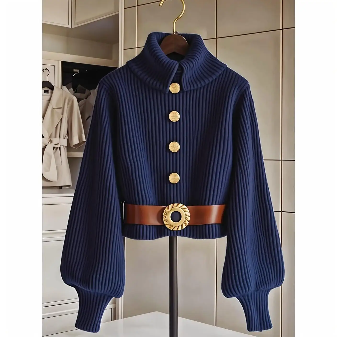 Chic Temperament Half High Collar Thick Knit Cardigan Lady Autunn Winter Commute Single Breasted Cozy Sweater Coat Elegant
Chic Temperament Half High Collar Thick Knit Cardigan Lady Autunn Winter Commute Single Breasted Cozy Sweater Coat Elegant