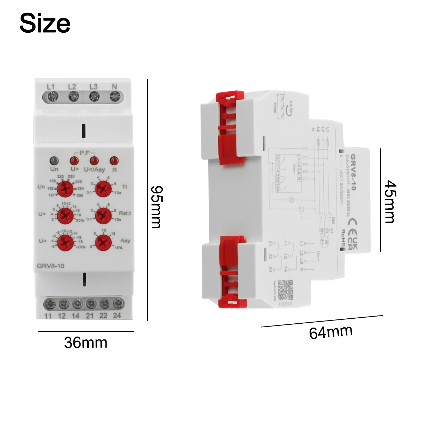 Over Voltage Protection 3Phase Relay 36*64*95mm Monitoring Relay 2 C O Output Adjustable Time Delay For Single-Phase Motors
Over Voltage Protection 3Phase Relay 36*64*95mm Monitoring Relay 2 C O Output Adjustable Time Delay For Single-Phase Motors