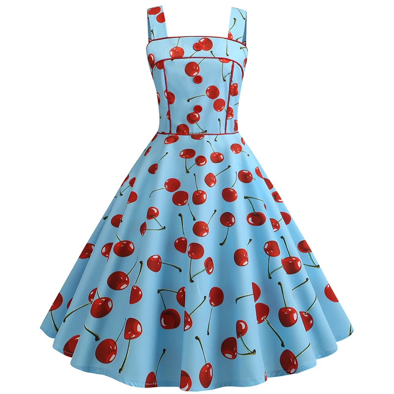 Women Elegant Cherry Printed Dress Vintage Summer Retro 50s 60s Big Swing Dresses Retro Rockabilly Party Dress Sundress
Women Elegant Cherry Printed Dress Vintage Summer Retro 50s 60s Big Swing Dresses Retro Rockabilly Party Dress Sundress