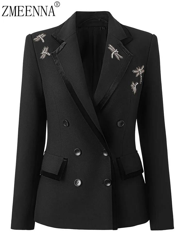 ZMEENNA Women's 2025 Black Blazer Long Sleeve Double-Breasted Y2K Fashion Dragonfly Bead Design Elegant Office Comfort ZM634
ZMEENNA Women's 2025 Black Blazer Long Sleeve Double-Breasted Y2K Fashion Dragonfly Bead Design Elegant Office Comfort ZM634