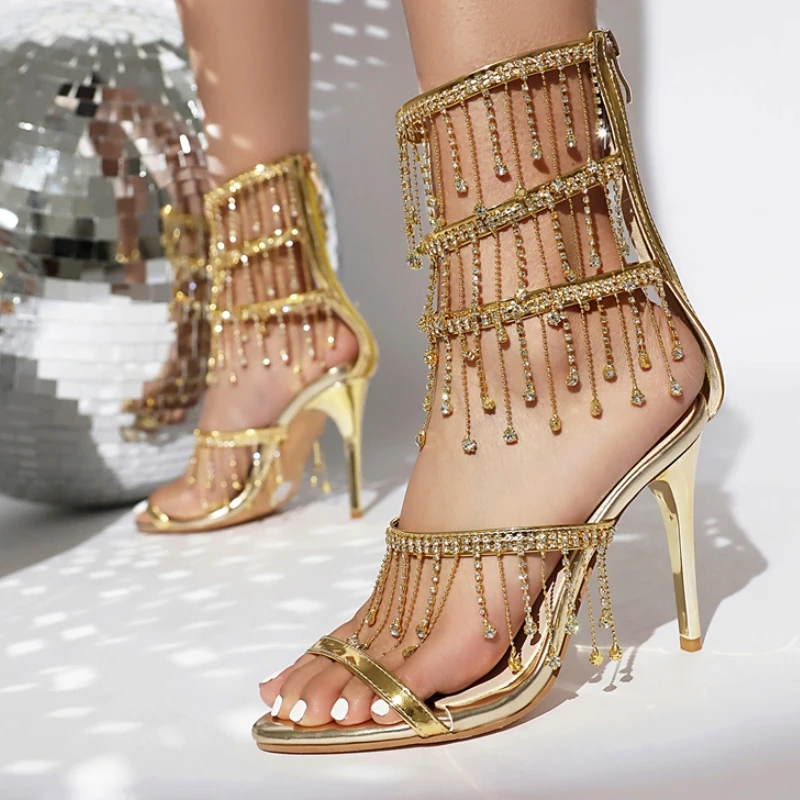 Luxury Sandals For Women Sexy Gold Silver Party Summer Footwear Large Size High Heels Tassel Women's Dance Party Wedding Shoes
Luxury Sandals For Women Sexy Gold Silver Party Summer Footwear Large Size High Heels Tassel Women's Dance Party Wedding Shoes