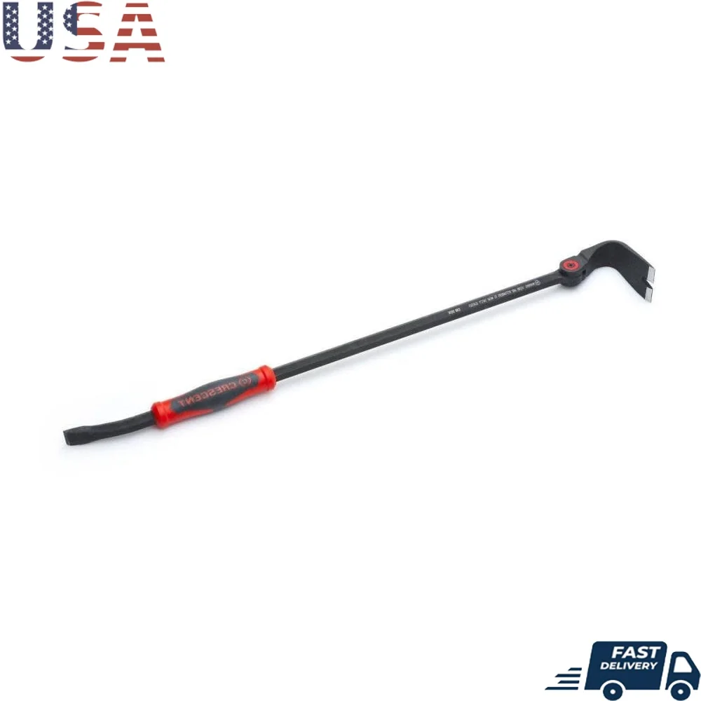 30 Inch Pry Bar with Angled Head Nail Slot 180 Degree Rotation 16 Position Lock Durable Striking Surface Comfortable Control
30 Inch Pry Bar with Angled Head Nail Slot 180 Degree Rotation 16 Position Lock Durable Striking Surface Comfortable Control