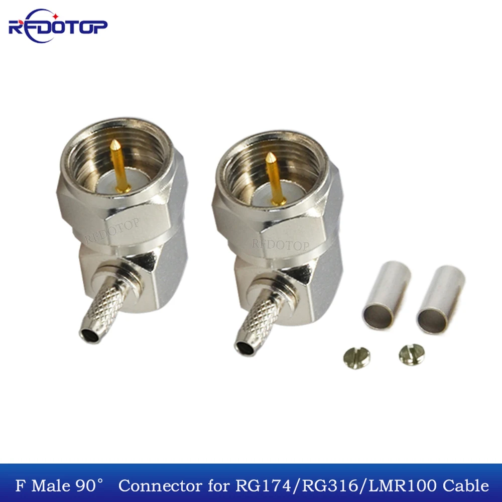 2Pcs/Lot F Male Plug 90 Degree 50 Ohm F Type Connector Crimp for RG174/RG316/LMR100 RF Cable Gold Plated Brass
2Pcs/Lot F Male Plug 90 Degree 50 Ohm F Type Connector Crimp for RG174/RG316/LMR100 RF Cable Gold Plated Brass