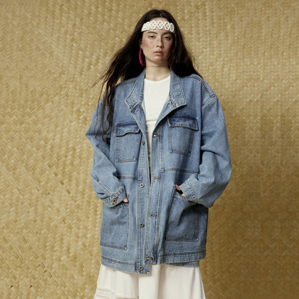 American Retro Tooling Trench Coat Men Women Streetwear Loose Casual Long Denim Cargo Jacket Unisex Coat Outerwear
American Retro Tooling Trench Coat Men Women Streetwear Loose Casual Long Denim Cargo Jacket Unisex Coat Outerwear