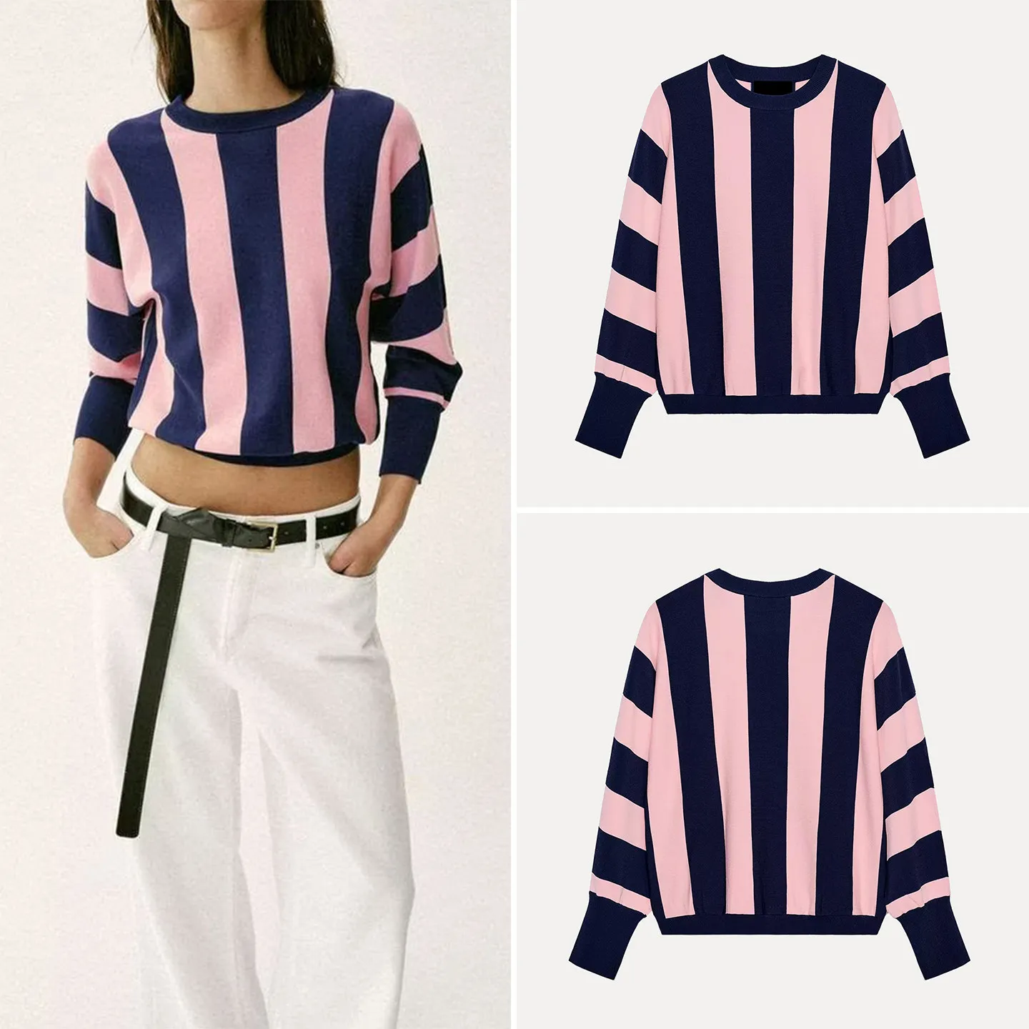 Casual Knitted Long Sleeve round Neck Striped Sweatshirt Women's Fashion Summer New Arrival ZADATA Loose Fit Comfortable Top
Casual Knitted Long Sleeve round Neck Striped Sweatshirt Women's Fashion Summer New Arrival ZADATA Loose Fit Comfortable Top