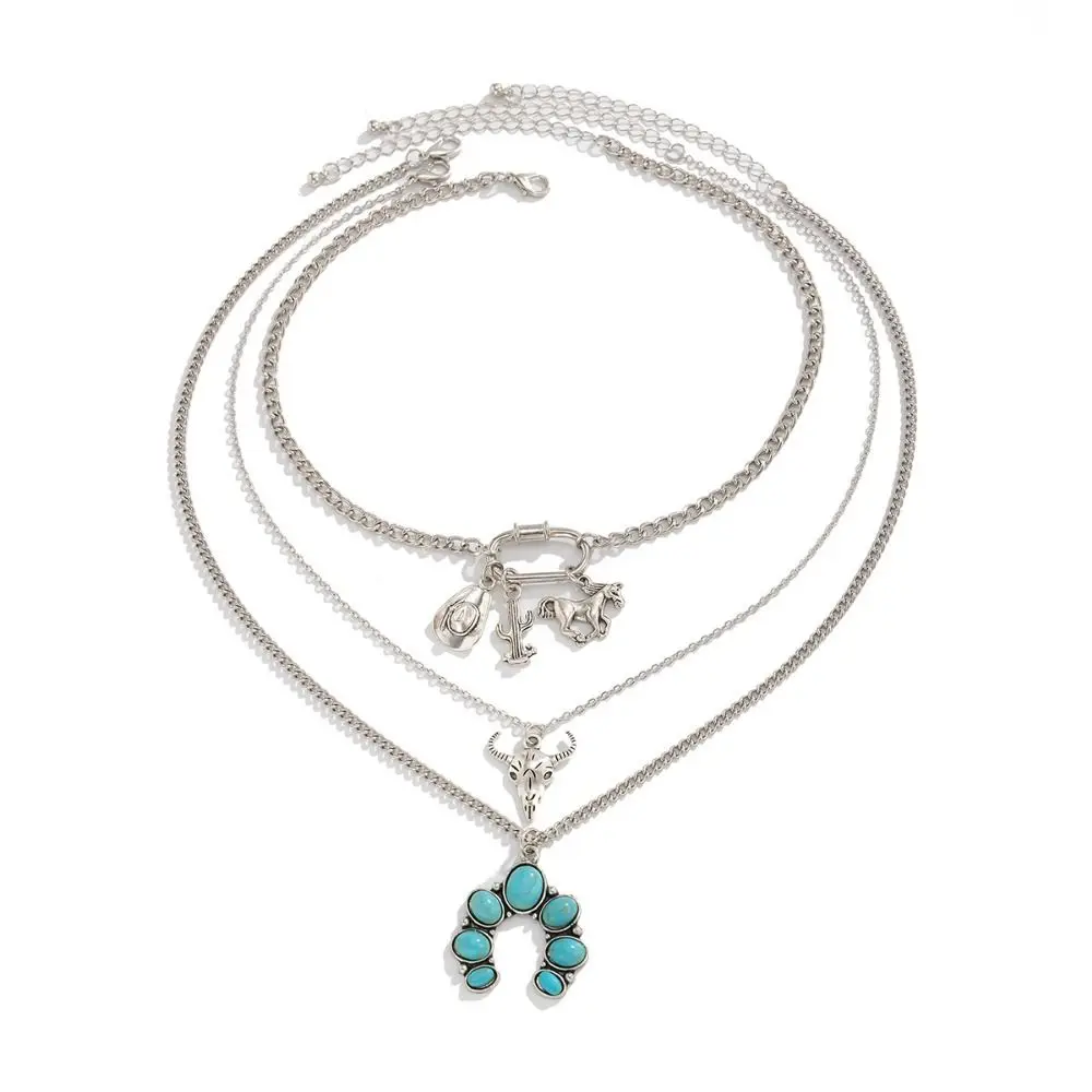Cowboy Hat Turquoise Necklace Cattle Punk Bull Head Pendant Necklace Ethnic Aesthetic Clavicle Chain Jewelry Accessories
Cowboy Hat Turquoise Necklace Cattle Punk Bull Head Pendant Necklace Ethnic Aesthetic Clavicle Chain Jewelry Accessories