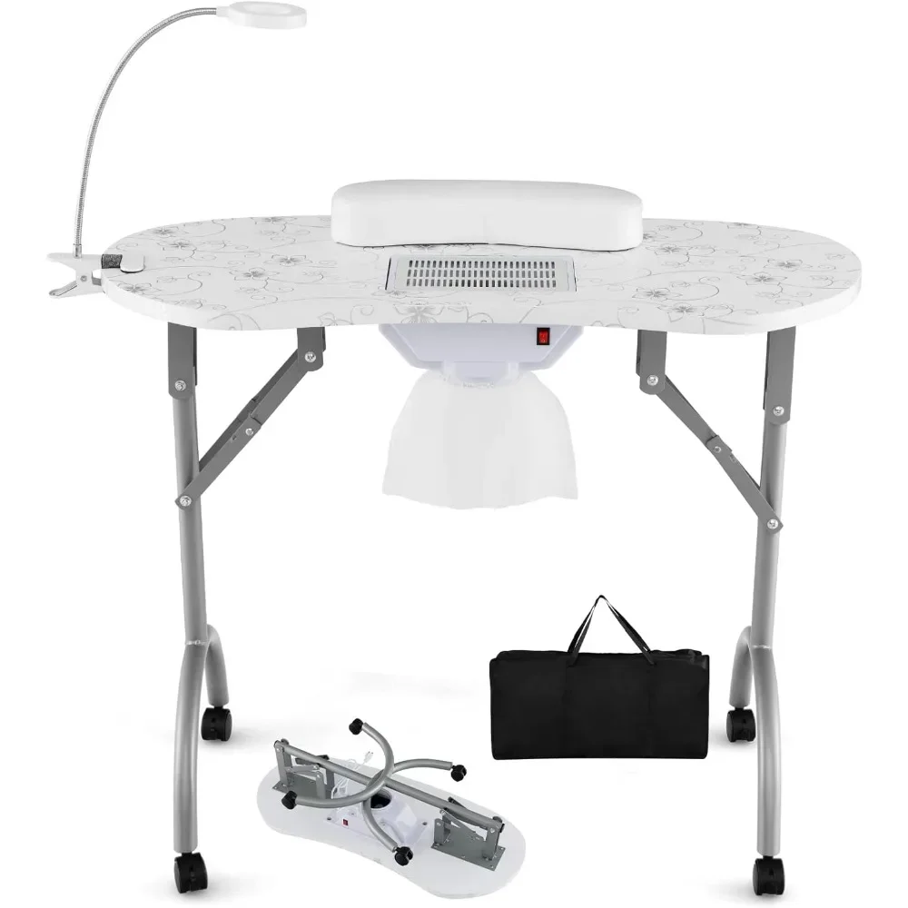 35-inch Portable Nail Desk with Dust Collector, Bendable LED Table Lamp, Carry Bag, 4 Lockable Wheels, Nail Table
35-inch Portable Nail Desk with Dust Collector, Bendable LED Table Lamp, Carry Bag, 4 Lockable Wheels, Nail Table