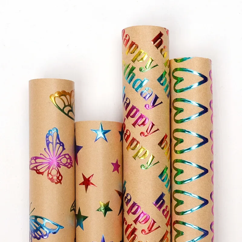 43x300cm Happy Birthday Valentine's Day Gift Wrapping Paper Retro Yellow Kraft Paper Colorful Bronzing Wrapping Paper
43x300cm Happy Birthday Valentine's Day Gift Wrapping Paper Retro Yellow Kraft Paper Colorful Bronzing Wrapping Paper