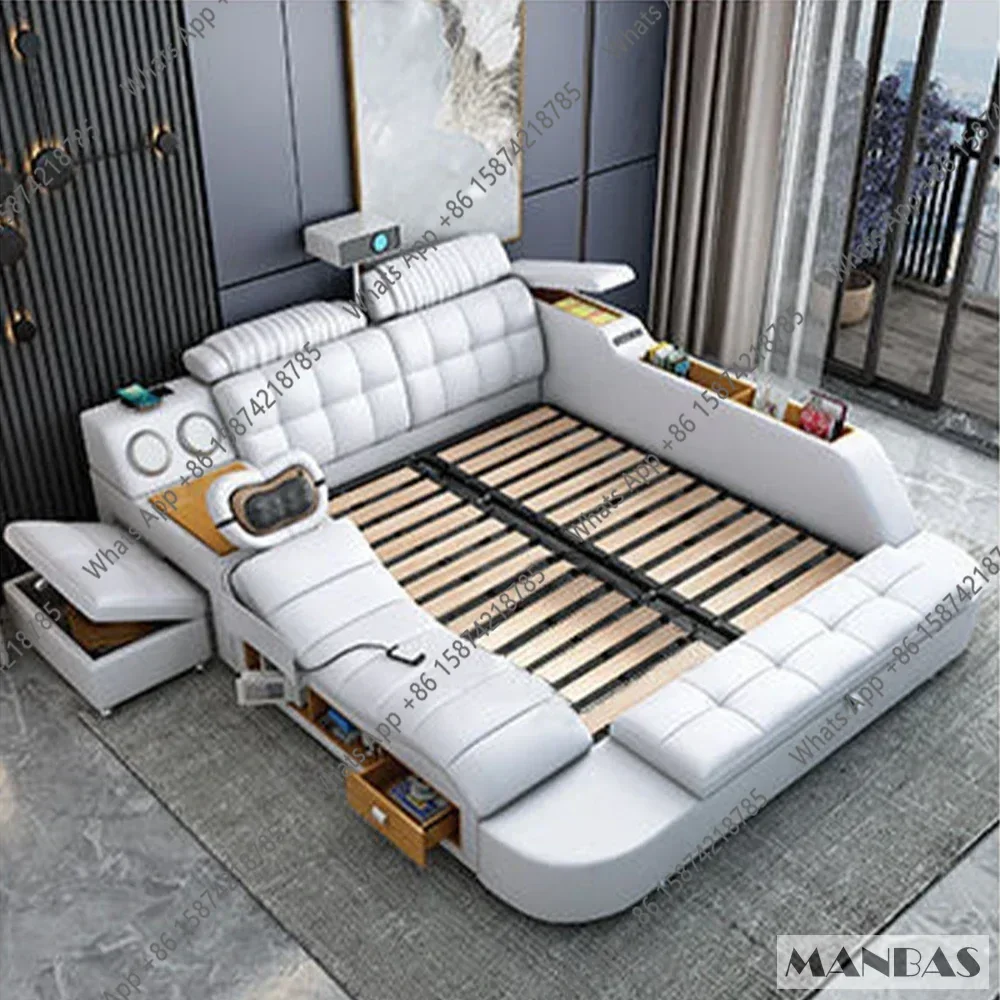 XcN63 MINGDIBAO Tech Smart Genuine Leather Bed | Multifunctional Ultimate Beds | Massage Tatami Bed With Projecter | Upholstered
XcN63 MINGDIBAO Tech Smart Genuine Leather Bed | Multifunctional Ultimate Beds | Massage Tatami Bed With Projecter | Upholstered