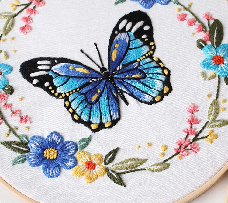 DIY Embroidery Kit with Plastic Hoop Butterfly Flower Design Patterns Fabric Needles Thread Crafting Supplies Art for Beginners
DIY Embroidery Kit with Plastic Hoop Butterfly Flower Design Patterns Fabric Needles Thread Crafting Supplies Art for Beginners