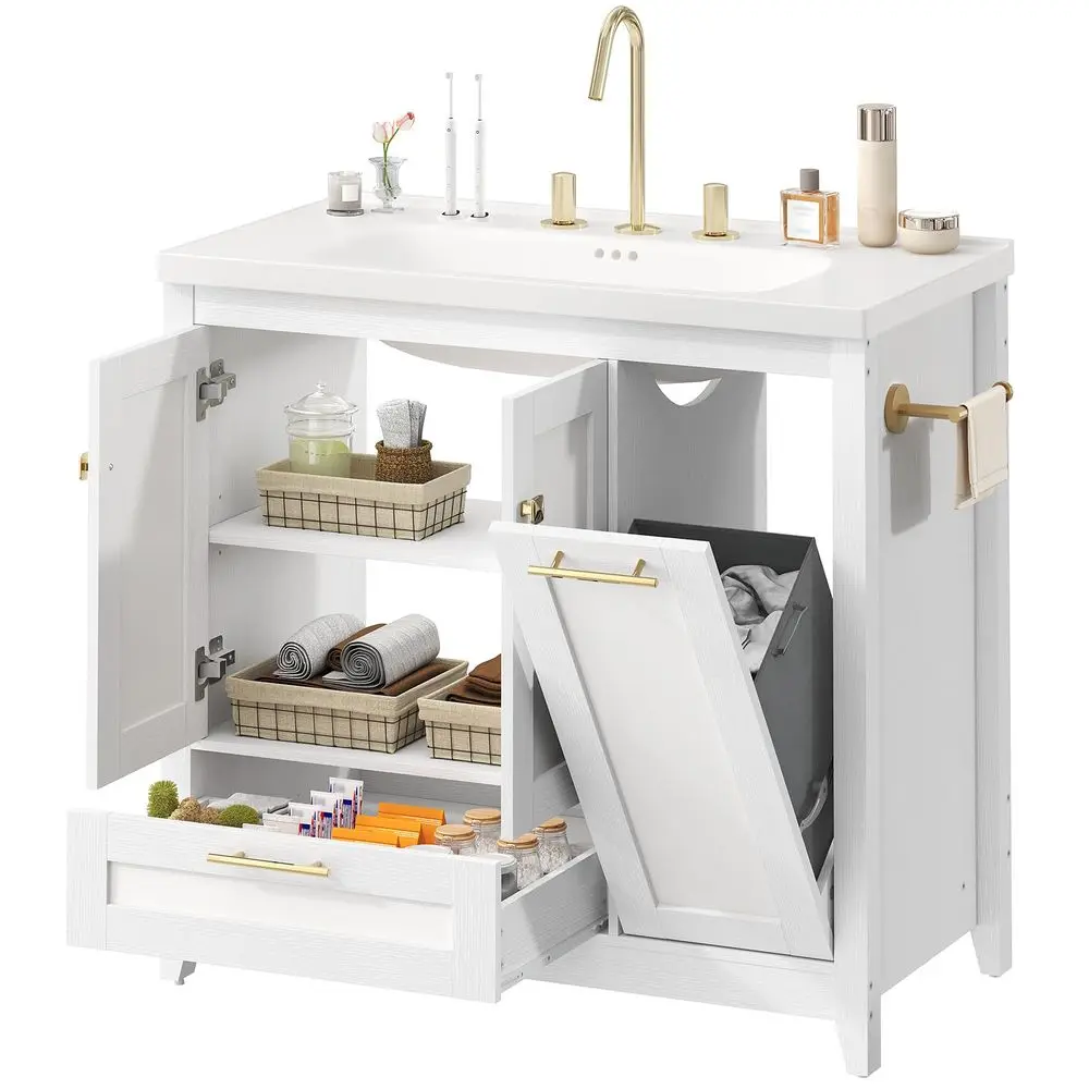 Inch Bathroom Vanity with Sink, Freestanding Modern Bathroom Vanity with Undermount Ceramic Sink, Storage Cabinet with Drawer a
Inch Bathroom Vanity with Sink, Freestanding Modern Bathroom Vanity with Undermount Ceramic Sink, Storage Cabinet with Drawer a