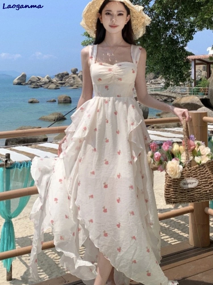 Print Sleeveless Backless Ruffles Slip Women Clothing Fashion Elegant Floral Sweet Irregular Fairy Dress Holiday Beach Dresses
Print Sleeveless Backless Ruffles Slip Women Clothing Fashion Elegant Floral Sweet Irregular Fairy Dress Holiday Beach Dresses